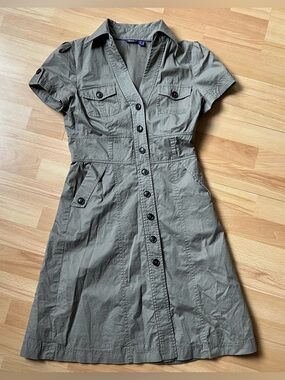 Mexx Taupe Collared Shirtdress with button details and belt loops